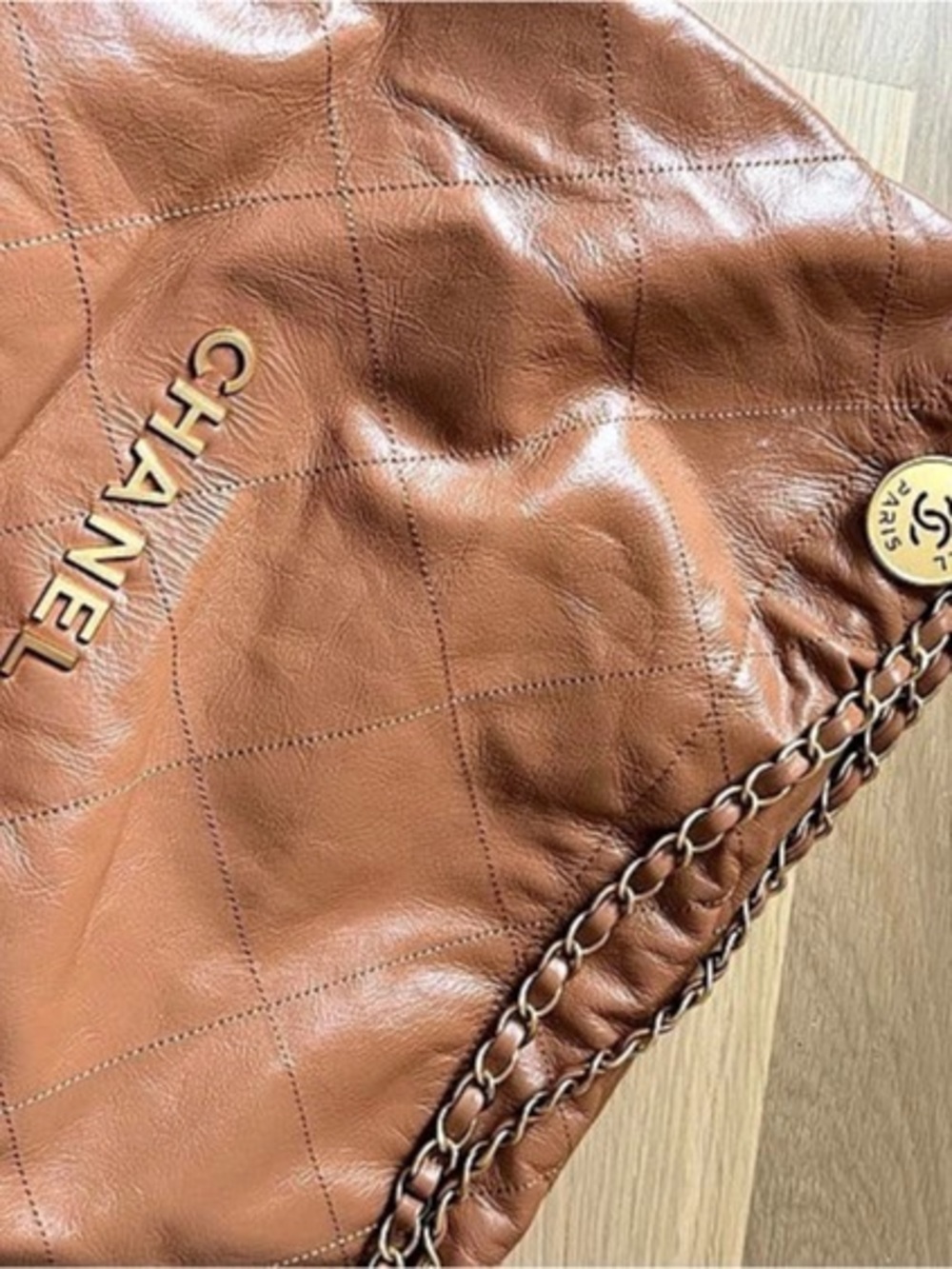 Chanel Quilted Chain Shoulder Bag in Brown